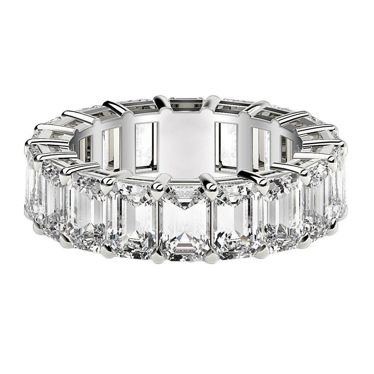 Emerald Cut Lab Grown Diamond Eternity Ring in 14k White Gold (8 cttw FG/VS2) - Peelerie
